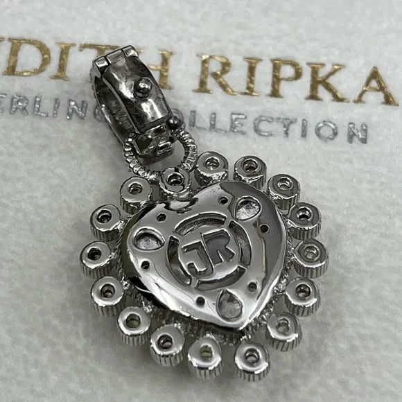 Vintage Judith Ripka Sterling Silver Heart Enhancer Pendant with Mother of Pearl